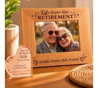 BBTO 2 Pcs Picture Frame, 5" x 7" Wood Display with Acrylic Heart Plaque | Kraft Gift Box for Retirement Gift Set, Farewell Keepsake for Coworker Friend Teacher Women