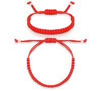 BBTO 2 Pcs Red String Bracelet Good Luck Bracelet Adjustable Red Cord Handmade Braided Rope Kabbalah Knot String Amulet Exchange Gift for Valentine Friendship Lover School