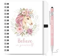 BBTO 2 Pcs Unicorn Inspirational Gift Set Believe in Yourself Notebook and Ballpoint Pen Motivational Pocket Notebook Pink Pen for Friends Family Colleagues Birthday Christmas Office Supplies