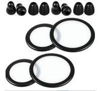 BBTO 2 Sets Adult and Pediatric Stethoscope Replacement Parts - Diaphragms & Silicone Ear Tips - Black