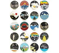 BBTO 20 Pieces Camping Enamel Pins Outdoor Backpack Pins Bulk Nature Adventure Lapel Pin for Jackets Hats Bags Camping Adventure Birthday Party Decorations Gift Supplies Decor Accessories, 0.9 x 0.9
