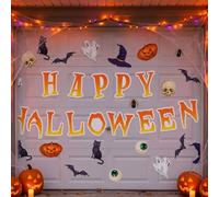 BBTO 22 Pcs Halloween Garage Door Magnets Happy Halloween Banner Decor | Witch Hat Cat Spider Pumpkin Skull Designs, For Refrigerator Metal Doors Outdoor, Reusable Magnetic Stickers, No Nails