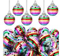BBTO 24 Pieces Mini Disco Ball Ornaments Disco Ball 70s Party Decor Cake Topper Hanging Reflective Disco Ball Ornament for Party Decor (Colorful,1.18 Inch)