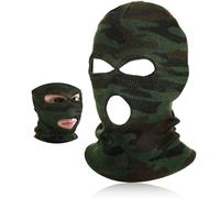 BBTO 3 Hole Knitted Balaclava Full Face Covering Winter Knitted Balaclava Protection Full Face Cover Thermal Winter Ski (Camouflage)