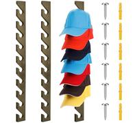 BBTO 3 Pack Wooden Hat Rack for Baseball Cap Wall Mount Hat Racks 30 Slot Vertical Baseball Cap Display Holder with 10 Hooks Organizer Wood Hanger for Door Entry Room Bedroom(Gray)