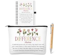 BBTO 3 Pcs Christmas Thank You Gifts for Women Difference Maker Gift Employee Appreciation Gift for Colleagues Coworkers Teacher Inspirational Notebook Cosmetic Bag Pen Office Leaving Volunteer Team