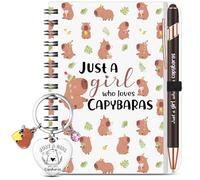 BBTO 3 Pcs Cute Capybara Gift Set Just a Girl Who Loves Capybaras Notebook Keychain Ballpoint Pen Christmas Birthday Gifts for Women Animal Lovers Friends Family Colleagues