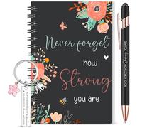 BBTO 3 Pcs Notebook and Pen Set for Women with Flower Keychain Inspirational Mini Notebook Gift for Graduation Birthday Teacher Mother Nurse