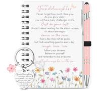 BBTO 3pcs Granddaughter Birthday Gift Set, Inspirational Keychain, Notebook & Pen, Grandfather Grandmother Gifts for Granddaughter Christmas Graduation Encouragement Gifts for Girls, Grandparents Gift