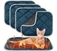 BBTO 4 Pack Self Heating Cat Pad Self Warming Dog Mat Reflects Body Heat Extra Warm Thermal Pet Pad Washable Dog Cat Bed Crate Bed Mat Blanket (Dark Blue,16 x 20 Inch)