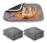 BBTO 4 Pack Self Heating Cat Pad Self Warming Dog Mat Reflects Body Heat Extra Warm Thermal Pet Pad Washable Dog Cat Bed Crate Bed Mat Blanket(Gray,16 x 20 Inch)