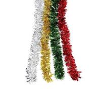 BBTO 4 Pieces Christmas Tinsel Shiny Tinsel Garland for Holiday Decoration, 4 Colors, 8 Meters Totally