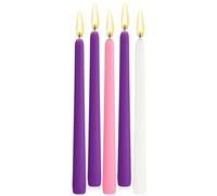 BBTO 5 Pcs Christmas Advent Candles 9.9 Inches Traditional Advent Candle Set 3 Purple 1 Pink 1 White Taper Candle for Advent Wreaths and Other Christmas Decorations