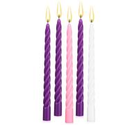 BBTO 5 Pcs Christmas Advent Candles 9.9 Inches Traditional Advent Candle Set Taper Candle for Xmas Wreaths and Other Christmas Decorations (Spiral Style)