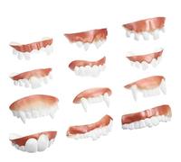 BBTO 6 Pieces Halloween Demon Teeth Bob Funny Vampire Fake Knotted Teeth Age 12+ for Party Favor Halloween Costume Masquerade, 6 Random Styles