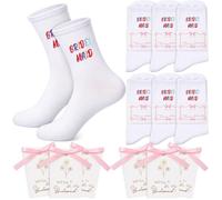 BBTO 6 Set 18 Pcs Bridesmaid Proposal Gifts Set, Embroidered Socks, Will You Be My Bridesmaid Cards for Bachelorette Bridal Shower Women Wedding Maid of Honor Gifts Tie The Knot Cute Party