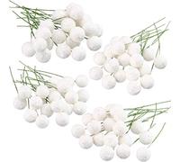 BBTO Artificial Holly Berries, 100 Pieces Mini 10 mm Fake Berries Decor on Wire for Christmas Tree Decorations Flower Wreath DIY Craft Use (Sequined White)