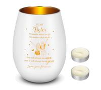 BBTO Candle Holder Gift for Women with 2 Small Candles Tea Light Holder with Engravings Christmas Idea Gift for Women Mom Housewarming Birthday Wedding Graduation Presents Sister from Sister