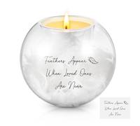 BBTO Glass Feather Filled Tea Light Holder, Candle Holders Condolence Gifts, Memorial Candles, Bereavement Keepsake for Loss of Mum Dad