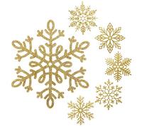 BBTO Large Snowflakes Ornaments 12" Glitter Giant Plastic Snowflake Decorations Oversized Winter Christmas Hanging Decor for Indoor Outdoor(Gold,12 Pack)