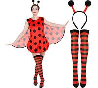 BBTO Mardi Gras Ladybug Costume Set for Women Ladybug Costume Dress Headband Socks for Carnival World Book Day Cosplay(Large)