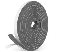 BBTO Self Adhesive Draft Excluder Tape for Windows Doors Sealing, 12mm x 6mm/ 4 Meter Grey Foam Weatherstripping, Waterproof Doors Windows Seal Strip for Soundproofing, Gap Sealing, Dust & Rain Proof