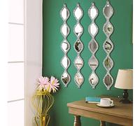 BBTO Teardrop Mirror Wall Decor Decorative Mirror Rustic Crush Diamond Mirrors Wall Farmhouse Long Art for Bathroom Bedroom Entryway Apartment Living Room(Silver,4 Pcs)