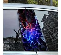 BBTUA 2Pcs Car Window Pillar Decals for Kia Soul 2020 2021 2022 2023, 3D Graphic B-Pillar Stickers, Waterproof Auto Exterior Trim Cover Trim Decoration,Geometric