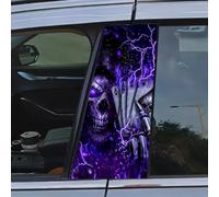 BBTUA 2Pcs Car Window Pillar Decals for Kia Soul II 2016-2022, 3D Graphic B-Pillar Stickers, Waterproof Auto Exterior Trim Cover Trim Decoration,Purple Reaper