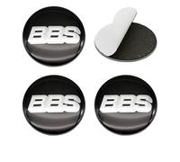 BBTUA 4 Pcs Wheel Center Cap Sticker for BBS 56MM 60MM 65MM 70MM 80MM, Badge Emblem Decal Car Hub Centre Caps Sticker Badge Wheel Trim,Black Silver-60MM