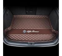BBTUA Car Boot Mats for Alfa Romeo Stelvio 2017-2021 2022-2023, Leather Rear Trunk Cargo Waterproof Anti Scratch Cargo Tray Liners Accessories Interior,Brown