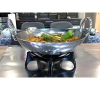 BBuckingham Stainless Steel Premium kharai Wok with Handled Lid Premium Stir Fry Cookware (30cm)