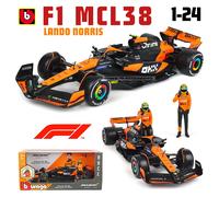Bburago 1:24 2024 McLaren F1 Team+Winning Doll 4 # Lando Norris 81 # Oscar Piastri Paint Formula One Alloy Super Toy Car Model 2024 MCL38-4 Doll