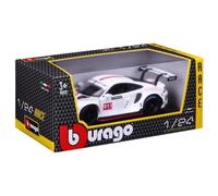Bburago 1/24 Porsche 911 RSR Motorsport White Livery Diecast Model Car