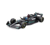 Bburago - 1/24 Racing - 2023 Mercedes-AMG F1 W14 E-Performance - with #Russell Helmet - New 2024: A precise replica for Racing Fans, capturing the spirit of competition