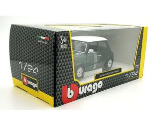Bburago 1:24 Scale 1969 Mini Cooper Green White Roof Model Replica Car