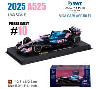 Bburago 1:43 2025 F1 BWT Alpine Formula One Team #10 Pierre Gasly #43 Franco Colapinto Alloy Car Die Cast Model Toy Collectible 2025 A525-10