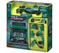 Bburago 1/43 - F1 2025 - Aston Martin AMR25 (#14) Pit Diorama - Fernando Alonso