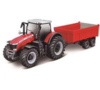 Bburago Massey Fergusson 8740S Tractor w/Tipping Trailer Diecast Model 18-31662