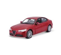 Bburago - Alfa Romeo Giulia, 1:24 scale die-cast car, Metallic Red, Ages 3+ | Collectible Sports Saloon Model Car with Opening Doors and Bonnet, Officially Licensed