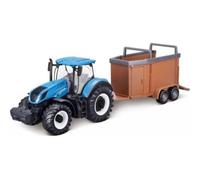 Bburago B18-31656 10CM New Holland T7.315 Tractor + Livestock Forwarder, Blue, one size