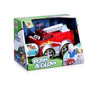 Bburago BB JUNIOR PUSH & GLOW FIRE TRUCK Light Up Preschool Toy Vehicle, Multiple Colours