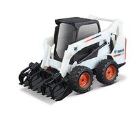 Bburago Die-Cast BOBCAT SKID-STEER LOADER with Working GRAPPLE - Replica Collectible Model Toy - 1:50 Scale, White