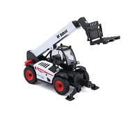 Bburago Die-Cast Bobcat TELEHANDLER with Working Pallet Fork - Replica Collectible Model Toy - 1:50 Scale, White