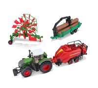 Bburago Die-Cast FENDT FARM TRACTOR WITH 3 TRAILERS - Detaield Replica Collectible Model Toy