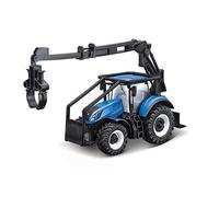 Bburago Die-Cast NEW HOLLAND T7.315 TRACTOR with Working FRONT LOADER LOG LOADER AND 3 LOGS - Detailed Replica Collectible Model Toy