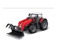 Bburago Die-Cast MASSEY FERGUSSON 8740S TRACTOR with Workiing FRONT LOADER and GRABBER - Replica Collectible Toy Model 1:50 Scale