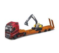 Bburago STREET FIRE HAULER VOLVO With CONSTRUCTION VEHICLE Truck - 1:43 Scale - Incredibly Detailed Die-Cast Replica Collectible Model Vehicle