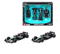 Bburago F1 Formula 1MERCEDES AMG W15 (2024) - HAMILTON AND RUSSELL 2 Pack - 1:43 Scale - Incredibly Detailed Die-Cast Replica Collectible Race Car Models, Multiple Colours, Black