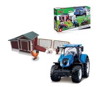 Bburago B18-31681 FARMLAND PLAYSET Chicken COOP with Die-Cast New Holland Tractor Vehicle, Multiple